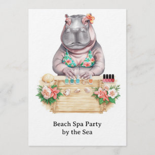 Invitation Hippopotame en bikini Manucure Beauté côtière spa