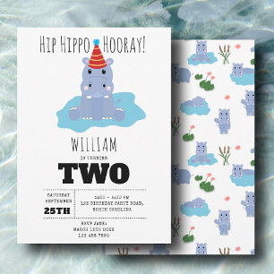 Invitation Hippopotame Mignon Hip Hippo Hourra Enfants Annive