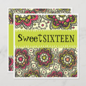 Invitation Hippy Chick Totalement rétro Sweet 16 Anniversaire (Devant / Derrière)