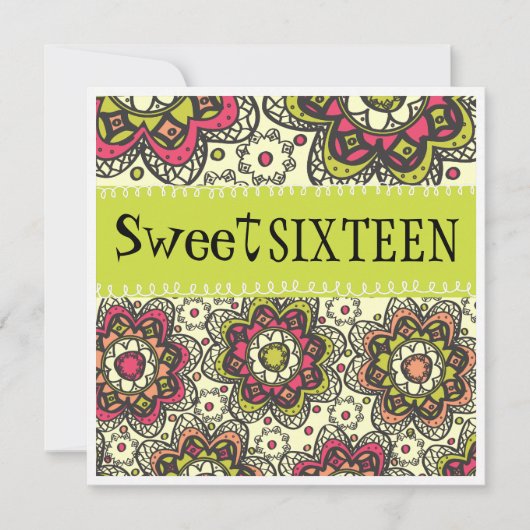 Invitation Hippy Chick Totalement rétro Sweet 16 Anniversaire (Devant)