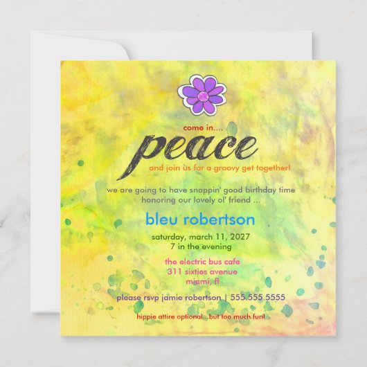 Invitation Hippy Tie Dye (Dos)