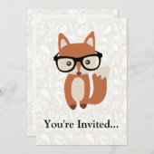 Invitation Hipster Baby Fox avec lunettes (Devant / Derrière)