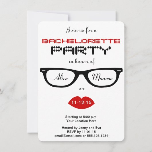 Invitation Hipster Bachelorette (Devant)