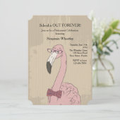 Invitation Hipster Flamant Rose (Debout devant)