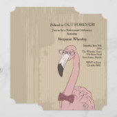 Invitation Hipster Flamant Rose (Devant / Derrière)