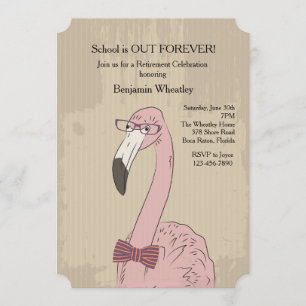 Invitation Hipster Flamant Rose