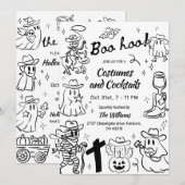 Invitation Hirky Hand Drag Cowboy Thème Halloween Party (Devant / Derrière)