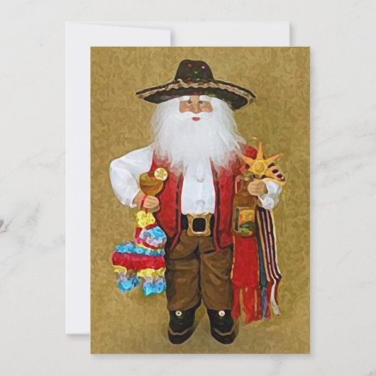 Invitation Hispanique Mexicaine Sud-Ouest Texan Santa Claus (Devant)