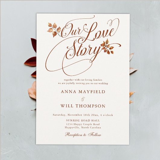 Invitation Histoire d'amour d'automne Mariage de calligraphie