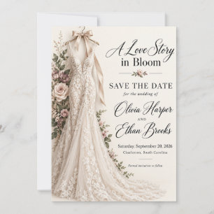 Invitation Histoire d'amour en fleurs Robe de Mariée Enregist