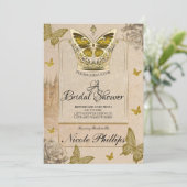 Invitation Histoire de conte de fée or papillon mariage (Debout devant)