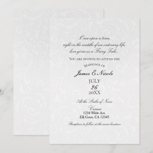 Invitation Histoire de conte de fées de la princesse en damas (Devant / Derrière)
