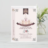 Invitation Histoire de conte de fées Livre rose 1er anniversa (Debout devant)