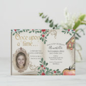 Invitation Histoire de fée en miroir blanc neige (Debout devant)