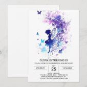 Invitation Histoire de fée magique Anniversaire (Devant / Derrière)