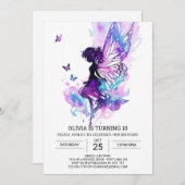 Invitation Histoire de fée magique Anniversaire Magie (Devant / Derrière)