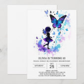 Invitation Histoire de fée papillon numérique Charme d'annive (Devant / Derrière)
