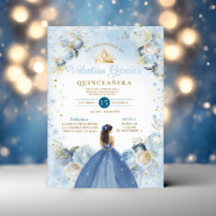 Invitation Histoire de fées d'hiver Quinceañera 15 Anos Gold