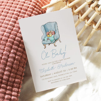 Invitation Histoire de lapin lisant un livre Shower pour bébé