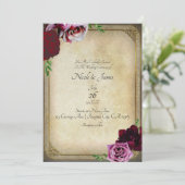 Invitation Histoire de livre ancien Élégant mariage floral ro (Debout devant)