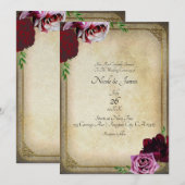 Invitation Histoire de livre ancien Élégant mariage floral ro (Devant / Derrière)