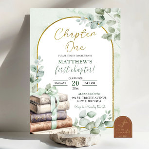 Invitation Histoire de livre de couleur sage vert Chapitre un