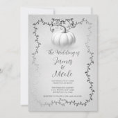 Invitation Histoire de mariage de citrouille argent et blanc (Devant)