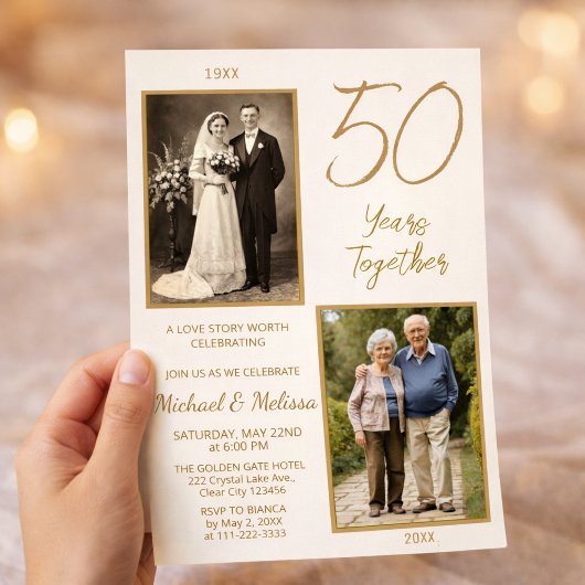 Invitation Histoire de photos de 50 ans ensemble