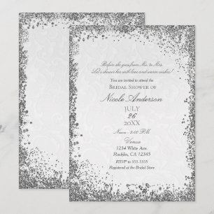 Invitation Histoire de princesse en damas blanc pour fête de