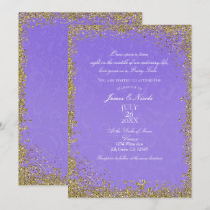 Invitation Histoire de princesse en damas violet élégant mari