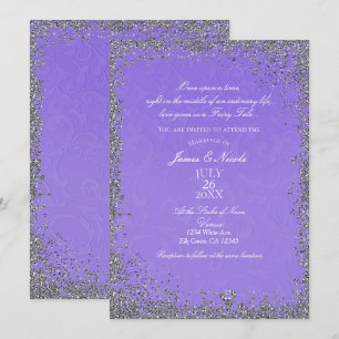 Invitation Histoire de princesse pourpre damassé élégant mari