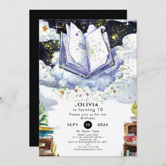 Invitation Histoire enchantée sur mesure Anniversaire (Devant / Derrière)