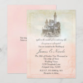 Invitation Histoire Livre de Fée Rose Mariage du château (Devant / Derrière)