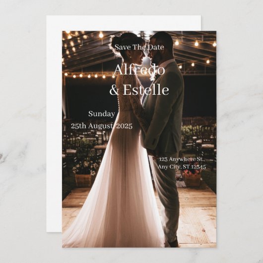 Invitation Histoire mariage blanche simple (Devant / Derrière)