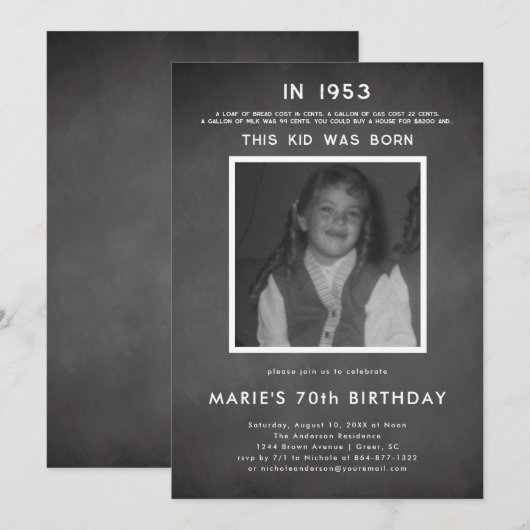 Invitation Historique des pop | Photo fête d'anniversaire (Devant / Derrière)