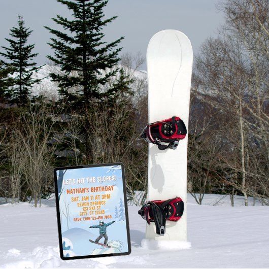 Invitation Hit the Slopes, Snowboard Boy Birthday