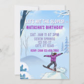Invitation Hit the Slopes, Snowboard Girl Birthday (Devant)
