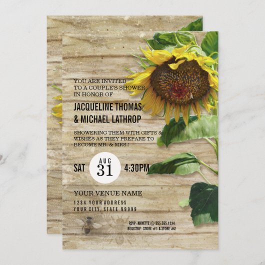 Invitation Hive de clôture en bois peinte à la main (Devant / Derrière)