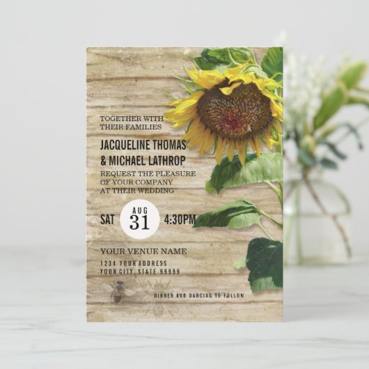 Invitation Hive de clôture en bois peinte à la main (Debout devant)