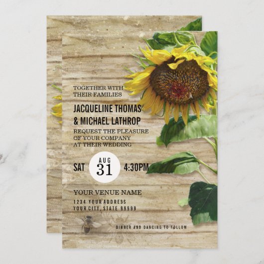 Invitation Hive de clôture en bois peinte à la main (Devant / Derrière)