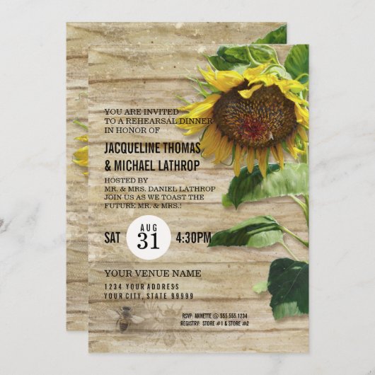 Invitation Hive de clôture en bois peinte à la main (Devant / Derrière)