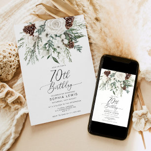Invitation hiver à feuillage persistant 70e anniversaire célé