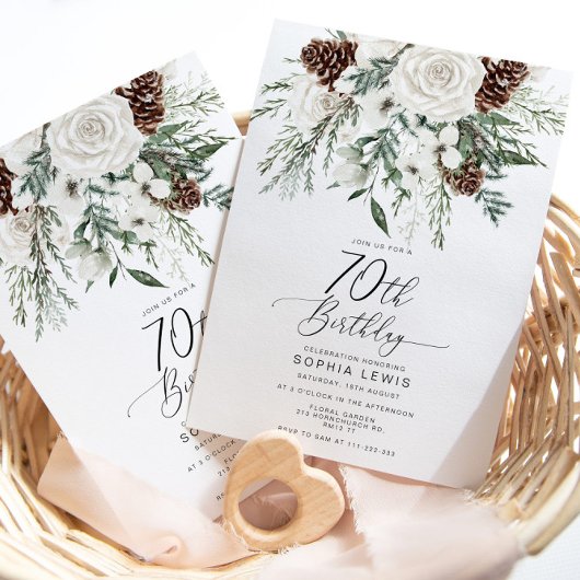 Invitation hiver à feuillage persistant 70e anniversaire célé