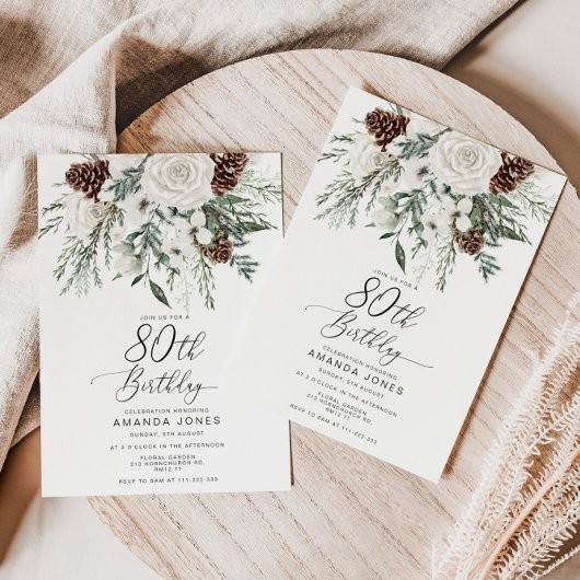 Invitation hiver à feuillage persistant 80e anniversaire célé