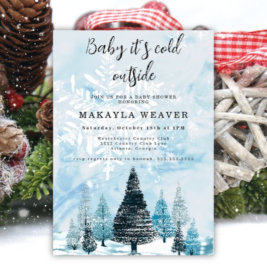 Invitation Hiver à feuillage persistant bébé son froid extéri