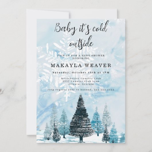 Invitation Hiver à feuillage persistant bébé son froid extéri (Devant)