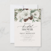 Invitation Hiver À feuillage persistant Élégante douche nupti (Devant)