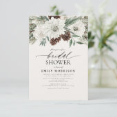 Invitation Hiver À feuillage persistant Élégante douche nupti (Debout devant)