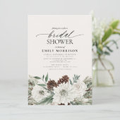 Invitation Hiver À feuillage persistant Élégante douche nupti (Debout devant)