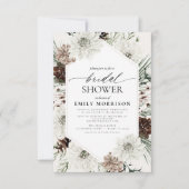 Invitation Hiver À feuillage persistant Élégante douche nupti (Devant)